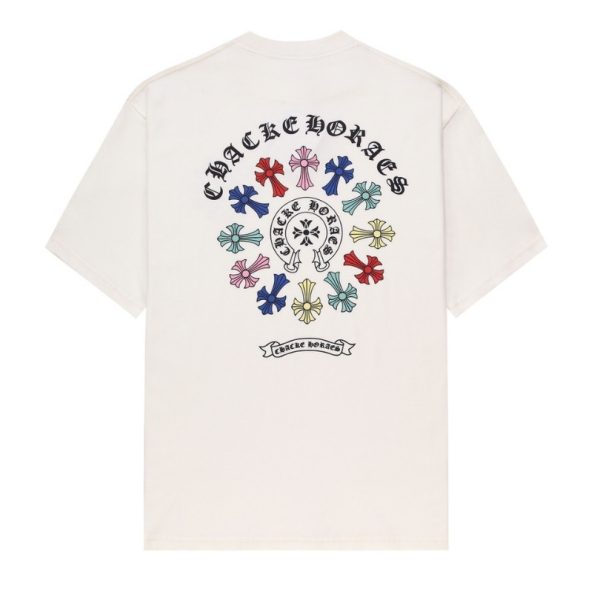 T-shirt Chrome Hearts Multicolor Cross Wreath White CH027 - Image 2