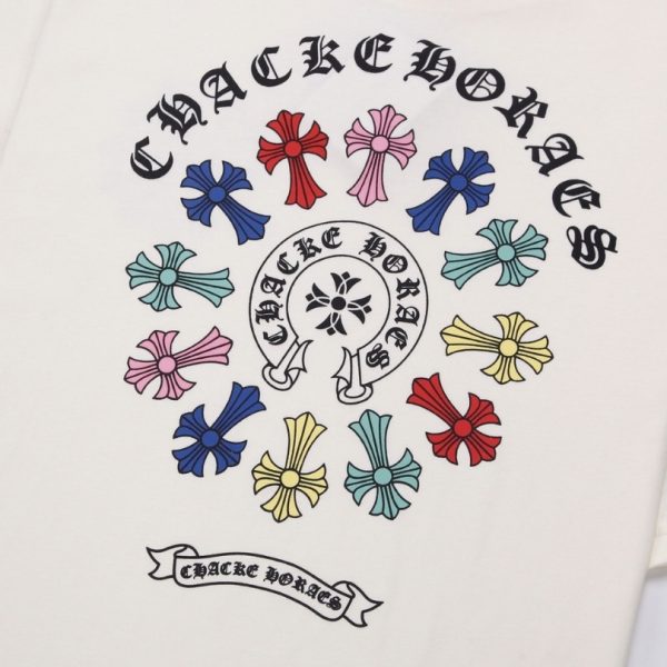T-shirt Chrome Hearts Multicolor Cross Wreath White CH027 - Image 4