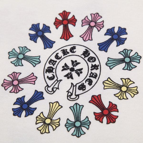 T-shirt Chrome Hearts Multicolor Cross Wreath White CH027 - Image 6