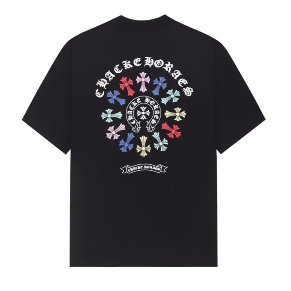 T-shirt Chrome Hearts Multicolor Cross Wreath Black CH028 - Image 2