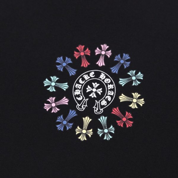 T-shirt Chrome Hearts Multicolor Cross Wreath Black CH028 - Image 3