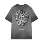 T-shirt Chrome Hearts Distressed Horseshoe Grey Logo CH033 - Image 2