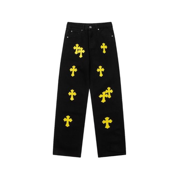 d106840_9516-1.jpg Jeans Chrome Hearts Yellow Crosses CH055 - Image 1