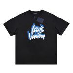 T-shirt Louis Vuitton Blue Graffiti Black Logo LV019