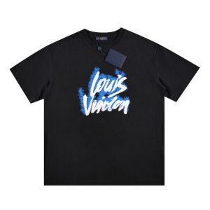 T-shirt Louis Vuitton Blue Graffiti Black Logo LV019