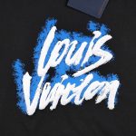 T-shirt Louis Vuitton Blue Graffiti Black Logo LV019 - Image 3