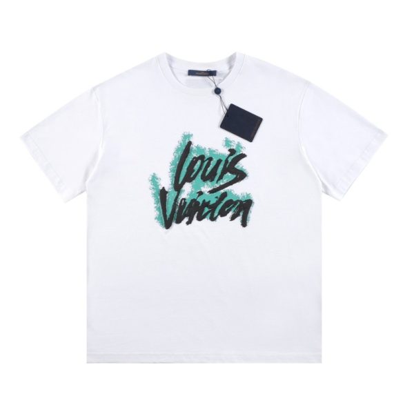 d107038_22359-1.jpg T-shirt Louis Vuitton Blue Graffiti White Logo LV021 - Image 1
