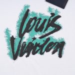 T-shirt Louis Vuitton Blue Graffiti White Logo LV021 - Image 3