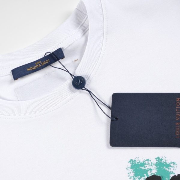 T-shirt Louis Vuitton Blue Graffiti White Logo LV021 - Image 7