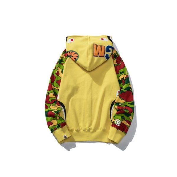 Hoodie Yellow Shark Camo Bape Full-Zip BP002 - Image 3