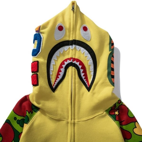 Hoodie Yellow Shark Camo Bape Full-Zip BP002 - Image 4