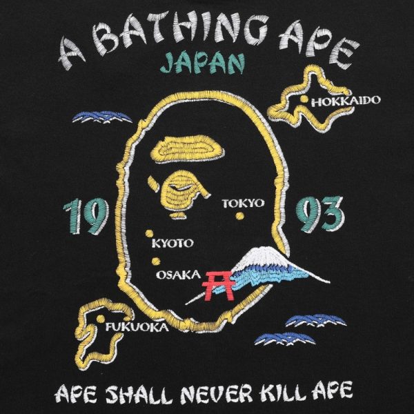 T-shirt BAPE Japan Map Embroidery Black BP010 - Image 5