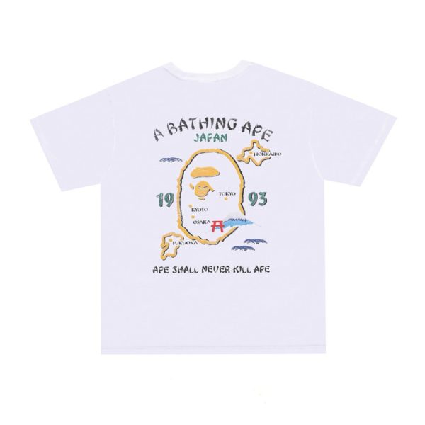 T-shirt BAPE Japan Map Embroidery White BP011 - Image 2