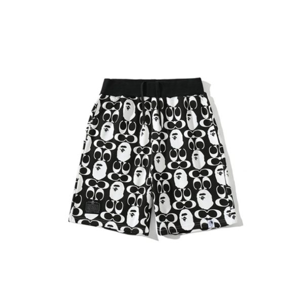 d107780_15520-1.jpg Shorts BAPE Black White All Over Print BP026 - Image 1