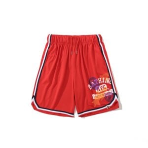Shorts BAPE Busy Works Striped Trim Red BP029
