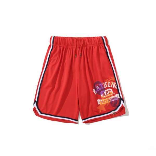 d107815_15539-1.jpg Shorts BAPE Busy Works Striped Trim Red BP029 - Image 1