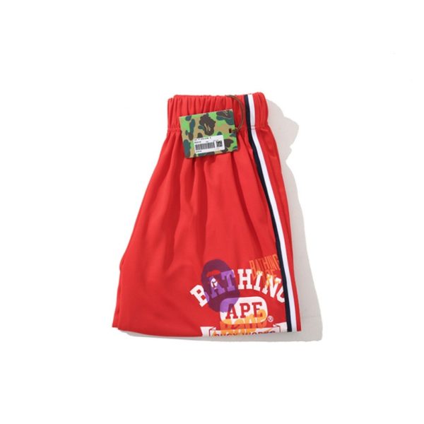 Shorts BAPE Busy Works Striped Trim Red BP029 - Image 4