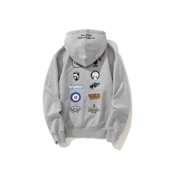 Hoodie BAPE Busy Works Logo Grey BP044 - Image 2