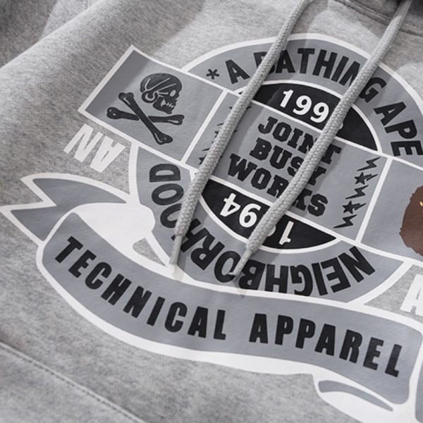 Hoodie BAPE Busy Works Logo Grey BP044 - Image 5