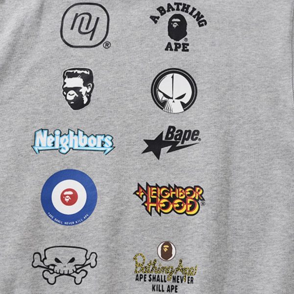 Hoodie BAPE Busy Works Logo Grey BP044 - Image 7