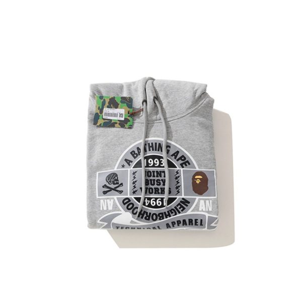 Hoodie BAPE Busy Works Logo Grey BP044 - Image 9
