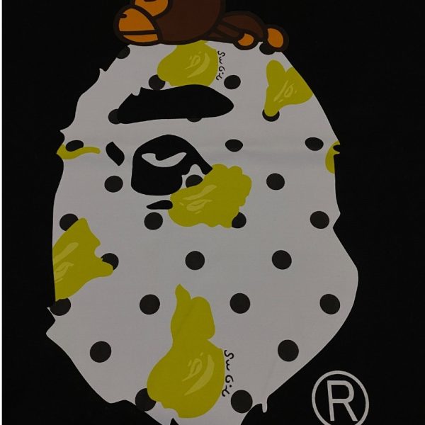 T-shirt BAPE Baby Milo Banana Ape Head Black BP051 - Image 3