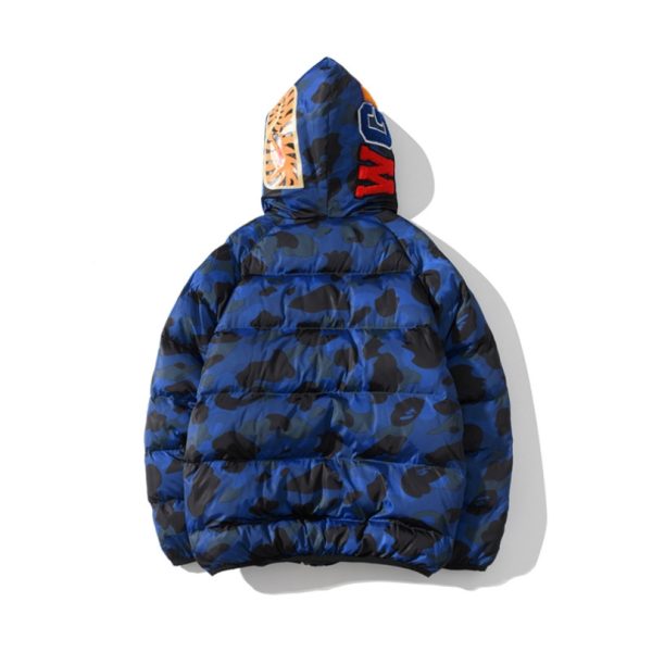 Jacket Puffer BAPE Shark Camo Full-Zip Blue BP080 - Image 2