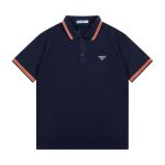Polo Shirt Prada Logo Stripe Navy PD004