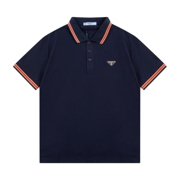 d108639_13041-1.jpg Polo Shirt Prada Logo Stripe Navy PD004 - Image 1