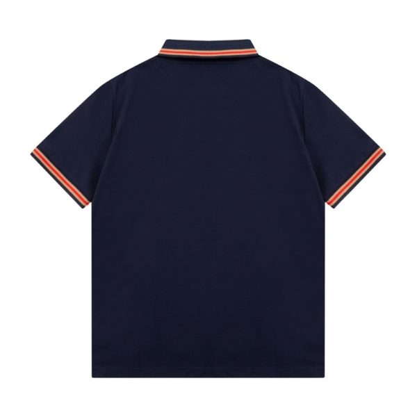 Polo Shirt Prada Logo Stripe Navy PD004 - Image 2