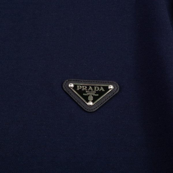 Polo Shirt Prada Logo Stripe Navy PD004 - Image 3