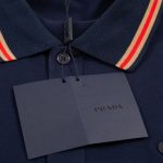 Polo Shirt Prada Logo Stripe Navy PD004 - Image 8
