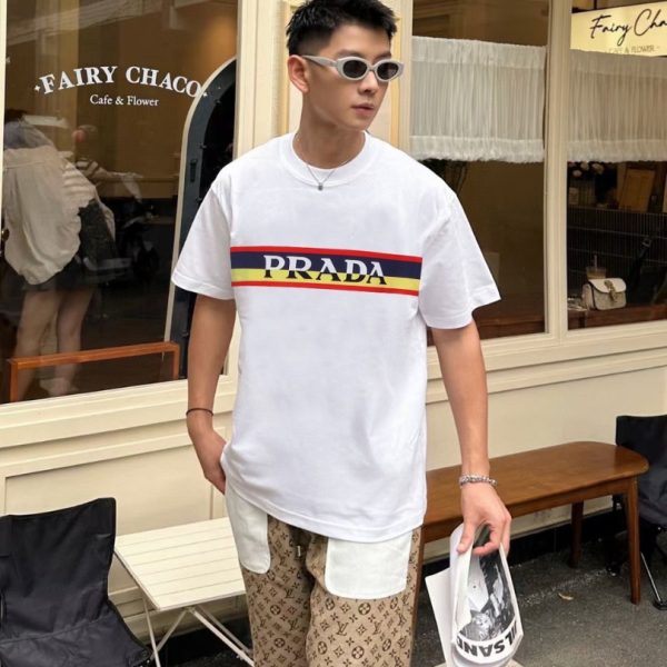 T-shirt Prada Stripe Logo White PD008 - Image 4