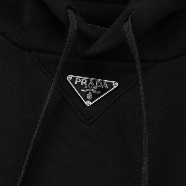 Hoodie Prada Milano Logo Black PD009 - Image 3