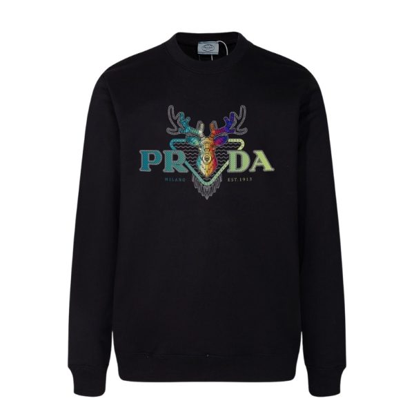 d108940_19077-1.jpg Sweatshirt Prada Deer Embroidery Black PD022 - Image 1
