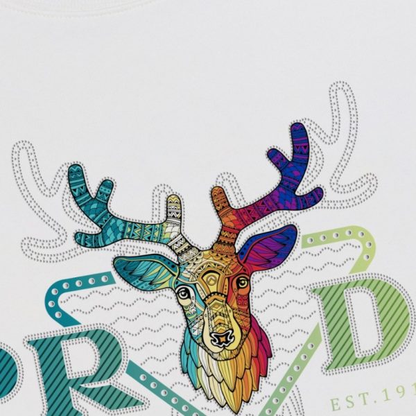 Sweatshirt Prada Deer Embroidery White PD023 - Image 3