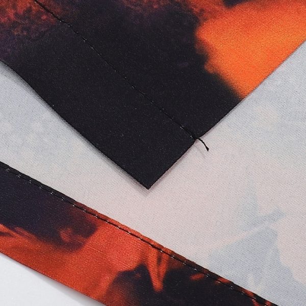 Shirt Prada Orange Black Graphic Print PD031 - Image 8