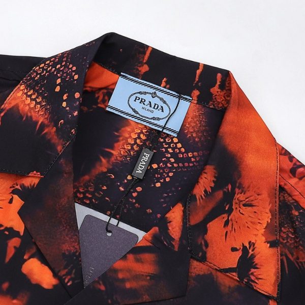 Shirt Prada Orange Black Graphic Print PD031 - Image 12