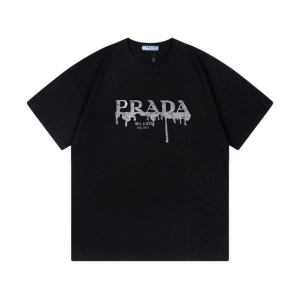 d109105_23971-1.jpg T-shirt Prada Milano Black Drip Logo PD035 - Image 1