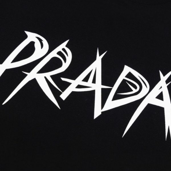 T-shirt Prada Black Graphic Logo PD038 - Image 3