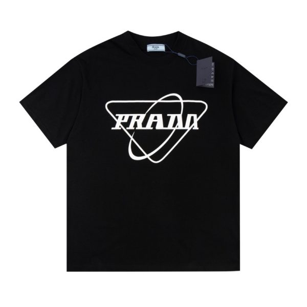 d109174_23925-1.jpg T-shirt Prada Black Triangle Graphic Logo PD040 - Image 1