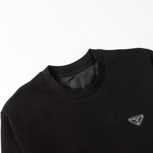 Sweatshirt Prada Black Logo Crewneck PD045 - Image 4