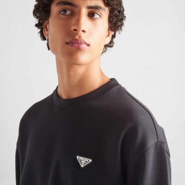 Sweatshirt Prada Black Logo Crewneck PD045 - Image 11