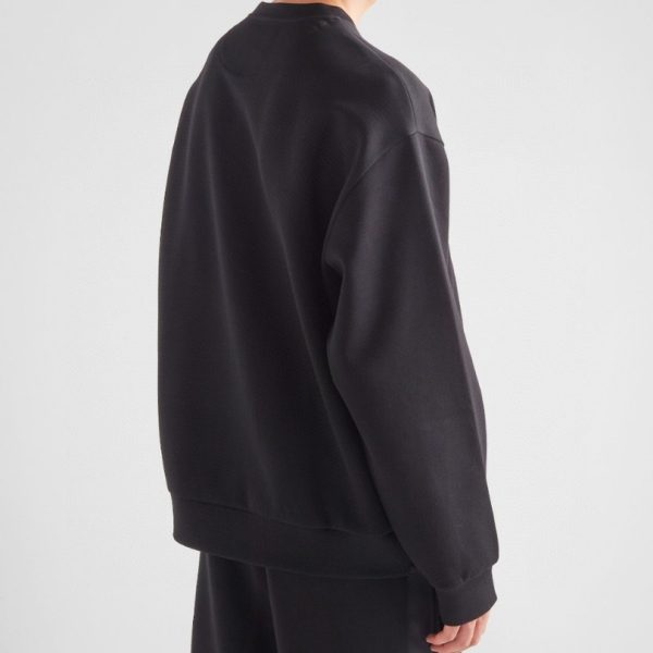 Sweatshirt Prada Black Logo Crewneck PD045 - Image 12