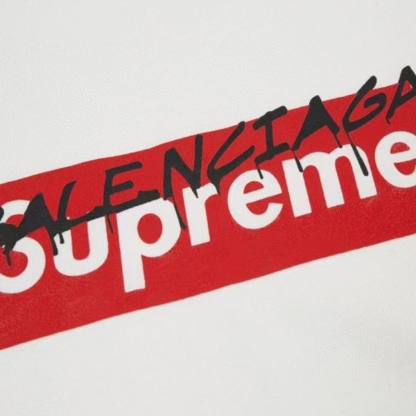 T-shirt Balenciaga x Supreme Collab White SP030 - Image 3