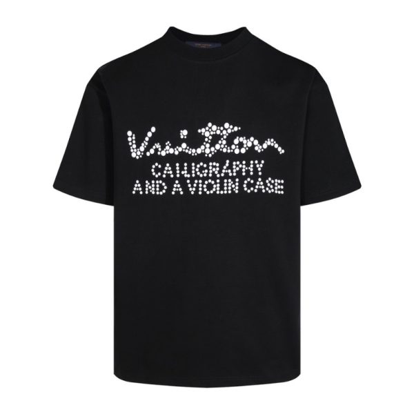 d110054_22395-1.jpg T-shirt Louis Vuitton Calligraphy Studded Black LV025 - Image 1