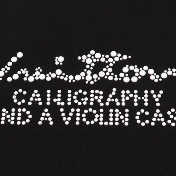 T-shirt Louis Vuitton Calligraphy Studded Black LV025 - Image 3