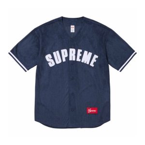 Jersey Supreme Button-Up Velour Logo Navy SP044