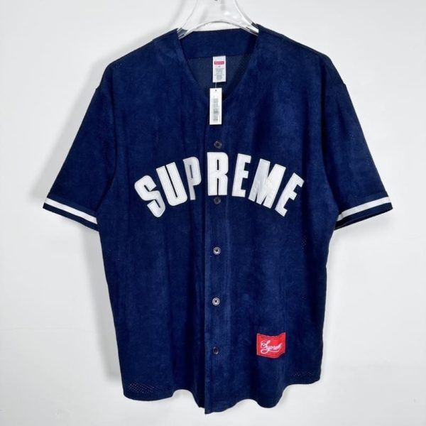 Jersey Supreme Button-Up Velour Logo Navy SP044 - Image 3