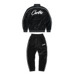 Tracksuit Corteiz Velour Black with White Logo CZ007